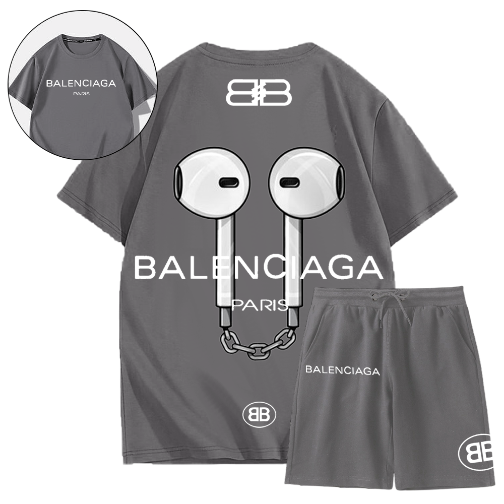 【 BALENCIAGA 】トレンドのヘッドフォン半袖ショーツセット「正規品保証、公式と同じデザイン」ゆったり着ていただけるので部屋着やルームウェアとしてもオススメです