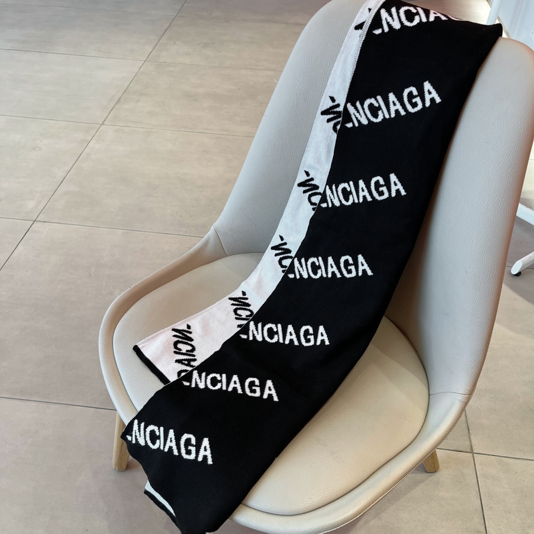 【BALENCIAGA】 バレンシア ウールスカーフ 30*180cm