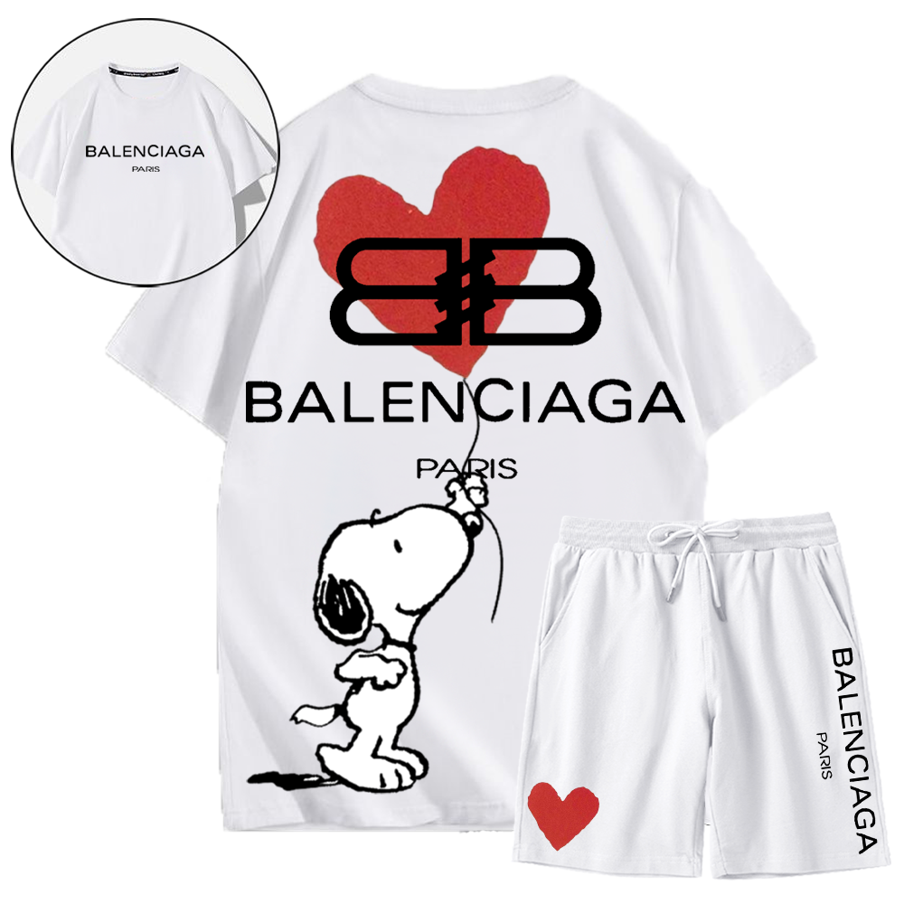 【BALENCIAGA】ハートの風船を持つ犬半袖ショートパンツスーツ「本物であることが保証されています」どんなスタイルの方でもスッキリ着用できるのがポイント【大人気!!】