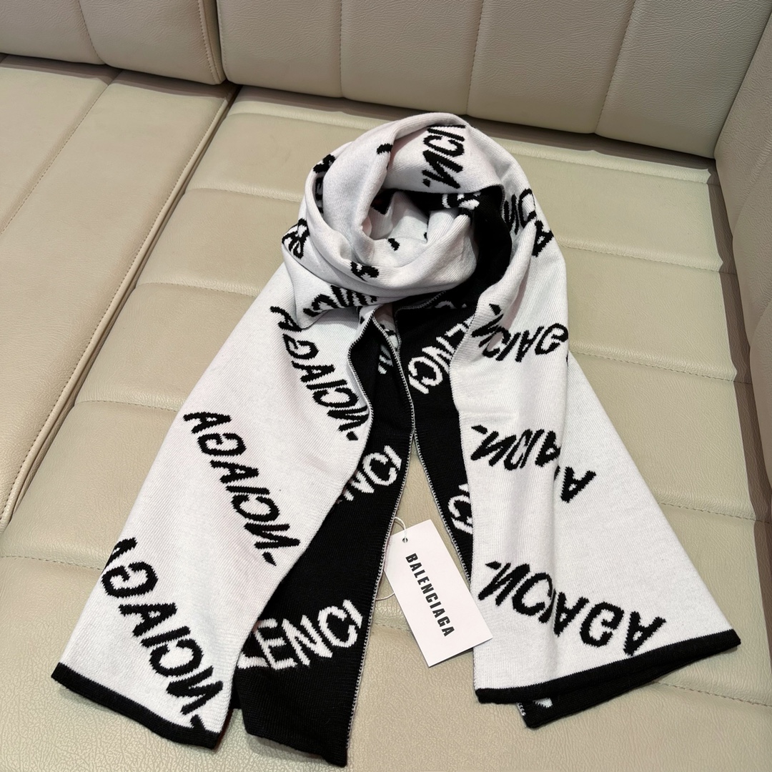 【BALENCIAGA】 バレンシア ウールスカーフ 30*180cm