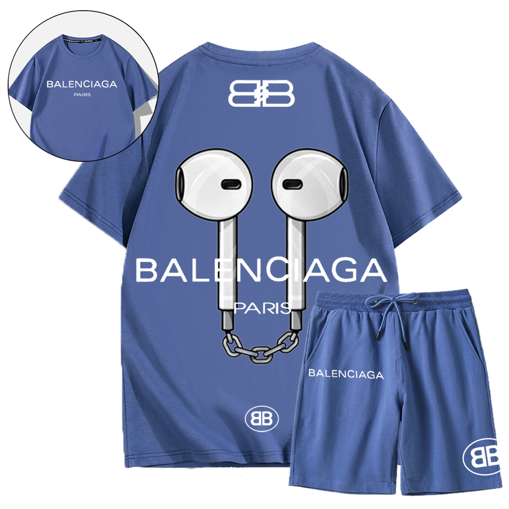【 BALENCIAGA 】トレンドのヘッドフォン半袖ショーツセット「正規品保証、公式と同じデザイン」ゆったり着ていただけるので部屋着やルームウェアとしてもオススメです