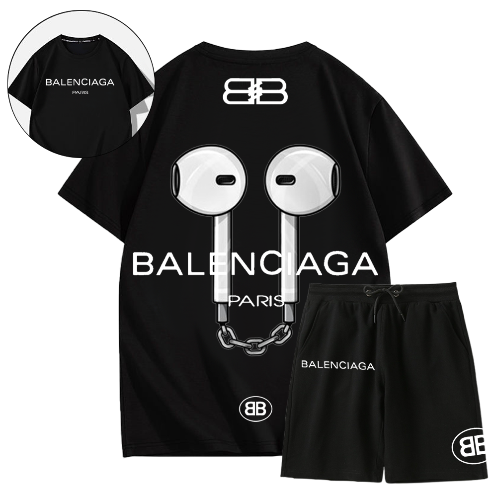【 BALENCIAGA 】トレンドのヘッドフォン半袖ショーツセット「正規品保証、公式と同じデザイン」ゆったり着ていただけるので部屋着やルームウェアとしてもオススメです