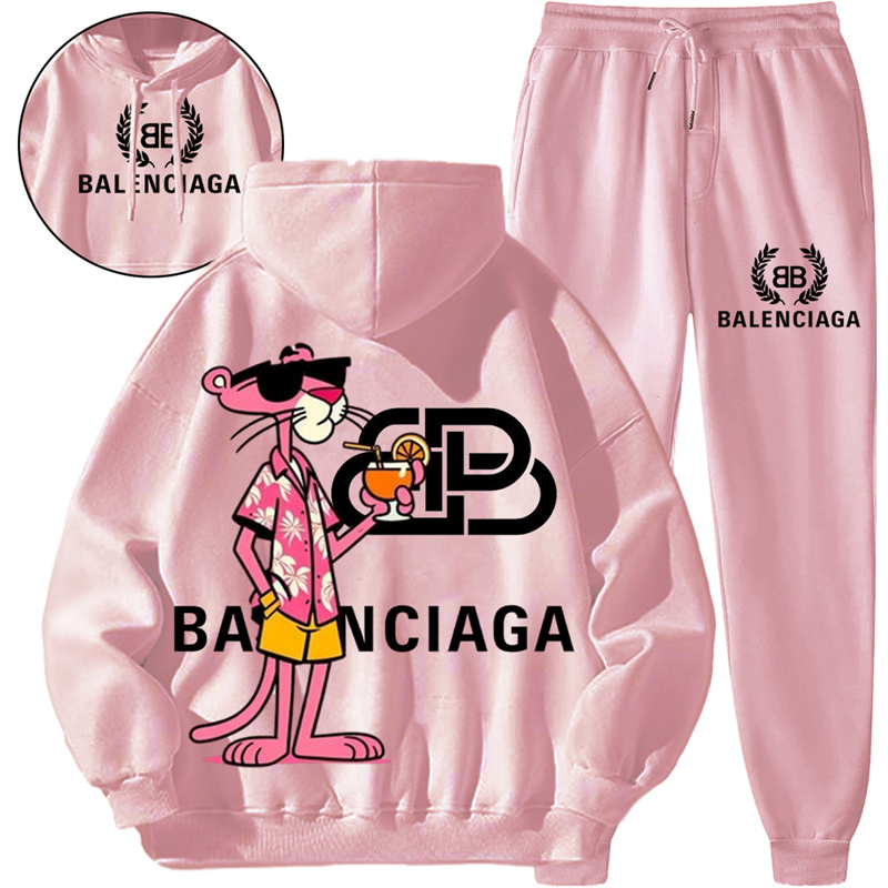 【 Balenciaga】ピンク豹ファッション連名パーカーセットです