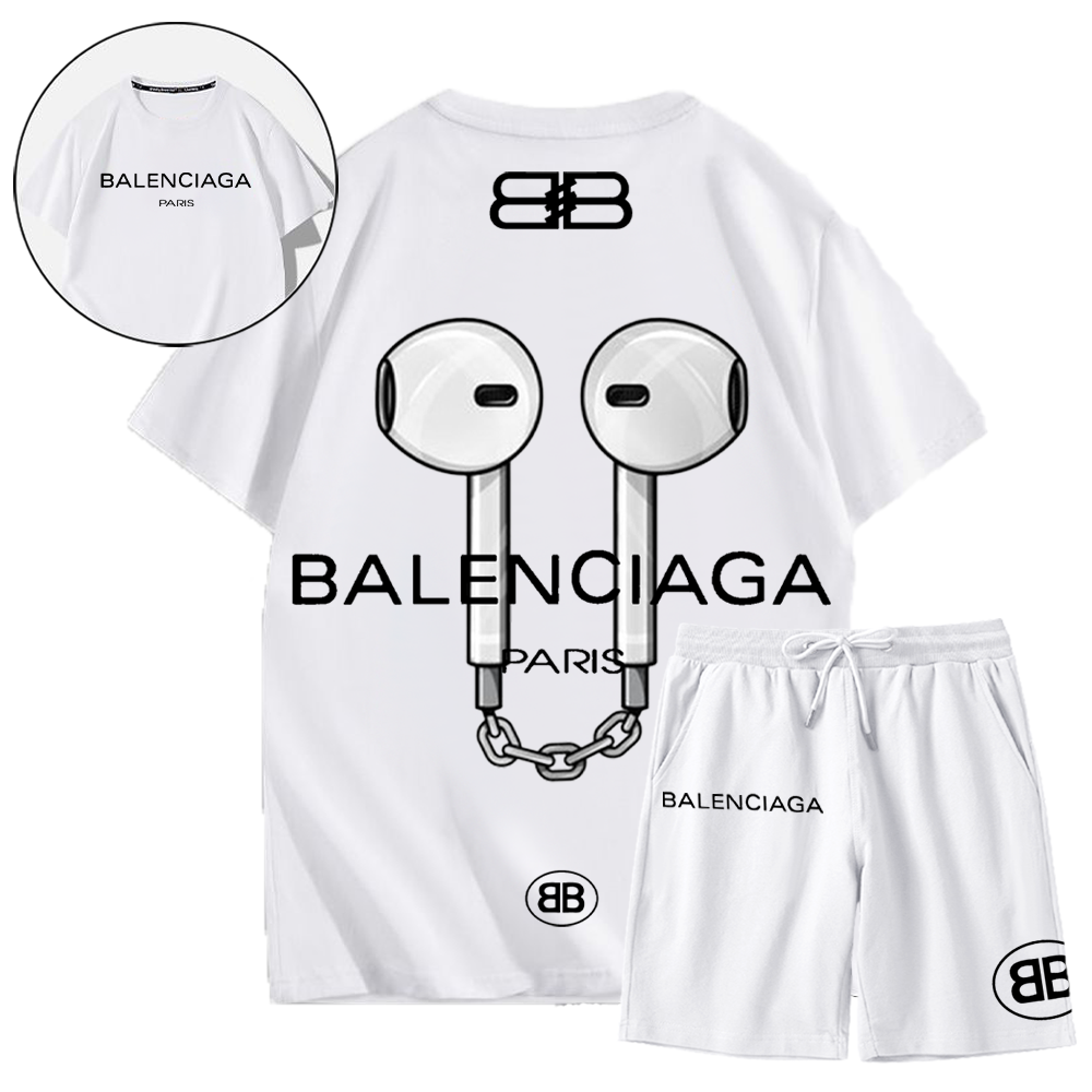 【 BALENCIAGA 】トレンドのヘッドフォン半袖ショーツセット「正規品保証、公式と同じデザイン」ゆったり着ていただけるので部屋着やルームウェアとしてもオススメです